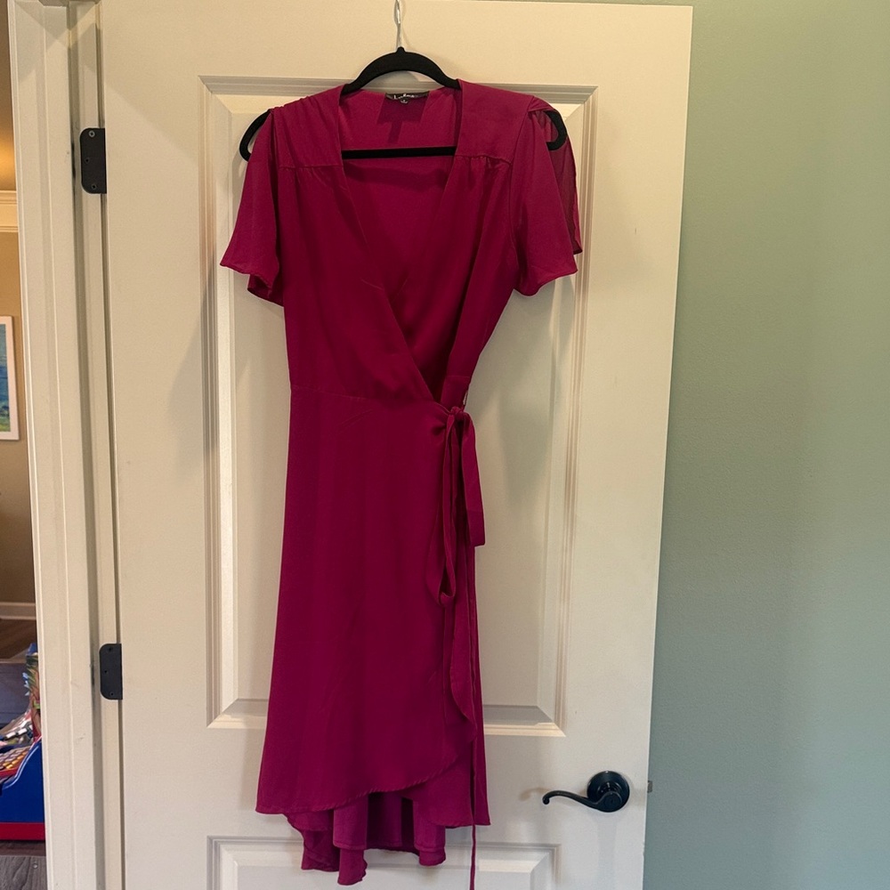 Lulu's Fuchsia High Low Wrap Dress